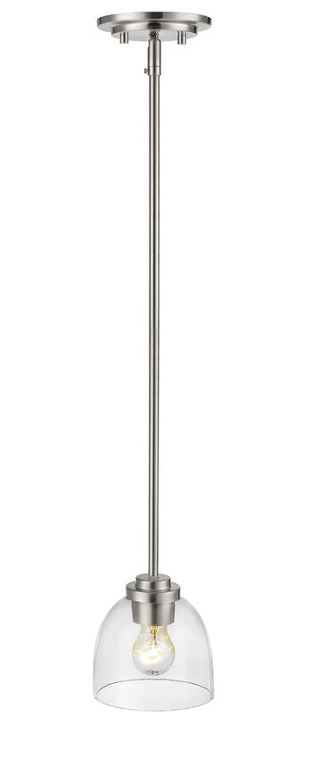Z-Lite Ashton 6" 1-Light Brushed Nickel Mini Pendant Light With Clear Glass Shade