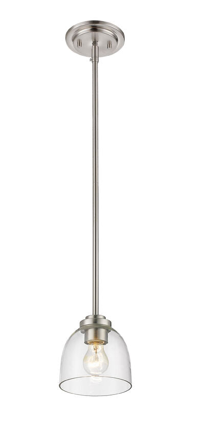 Z-Lite Ashton 6" 1-Light Brushed Nickel Mini Pendant Light With Clear Glass Shade