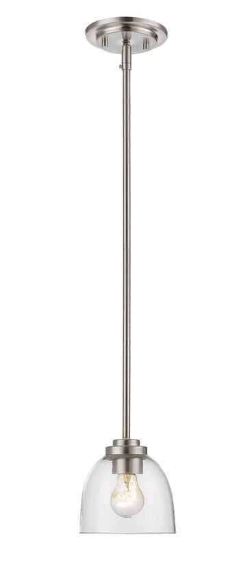 Z-Lite Ashton 6" 1-Light Brushed Nickel Mini Pendant Light With Clear Glass Shade