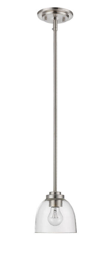 Z-Lite Ashton 6" 1-Light Brushed Nickel Mini Pendant Light With Clear Glass Shade