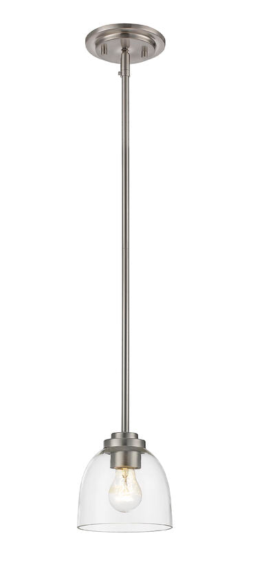 Z-Lite Ashton 6" 1-Light Brushed Nickel Mini Pendant Light With Clear Glass Shade