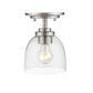 Z-Lite Ashton 6" 1-Light Brushed Nickel Steel Flush Mount Lighting With Clear Glass Shade