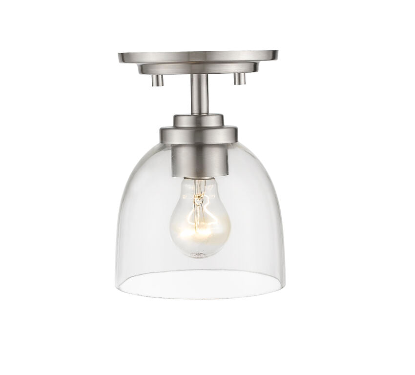 Z-Lite Ashton 6" 1-Light Brushed Nickel Steel Flush Mount Lighting With Clear Glass Shade