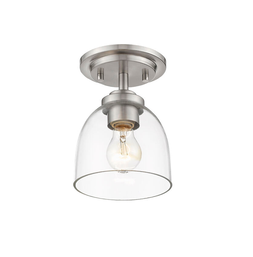 Z-Lite Ashton 6" 1-Light Brushed Nickel Steel Flush Mount Lighting With Clear Glass Shade