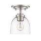 Z-Lite Ashton 6" 1-Light Brushed Nickel Steel Flush Mount Lighting With Clear Glass Shade