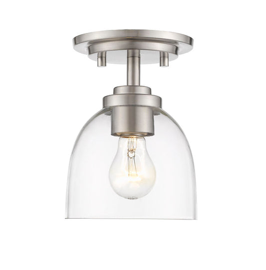 Z-Lite Ashton 6" 1-Light Brushed Nickel Steel Flush Mount Lighting With Clear Glass Shade