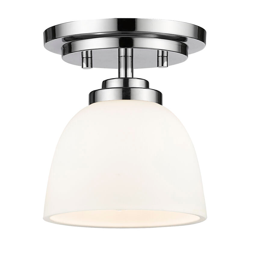 Z-Lite Ashton 6" 1-Light Chrome Flush Mount Lighting With Matte Opal Glass Shade