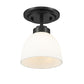 Z-Lite Ashton 6" 1-Light Matte Black Flush Mount Lighting With Matte Opal Glass Shade