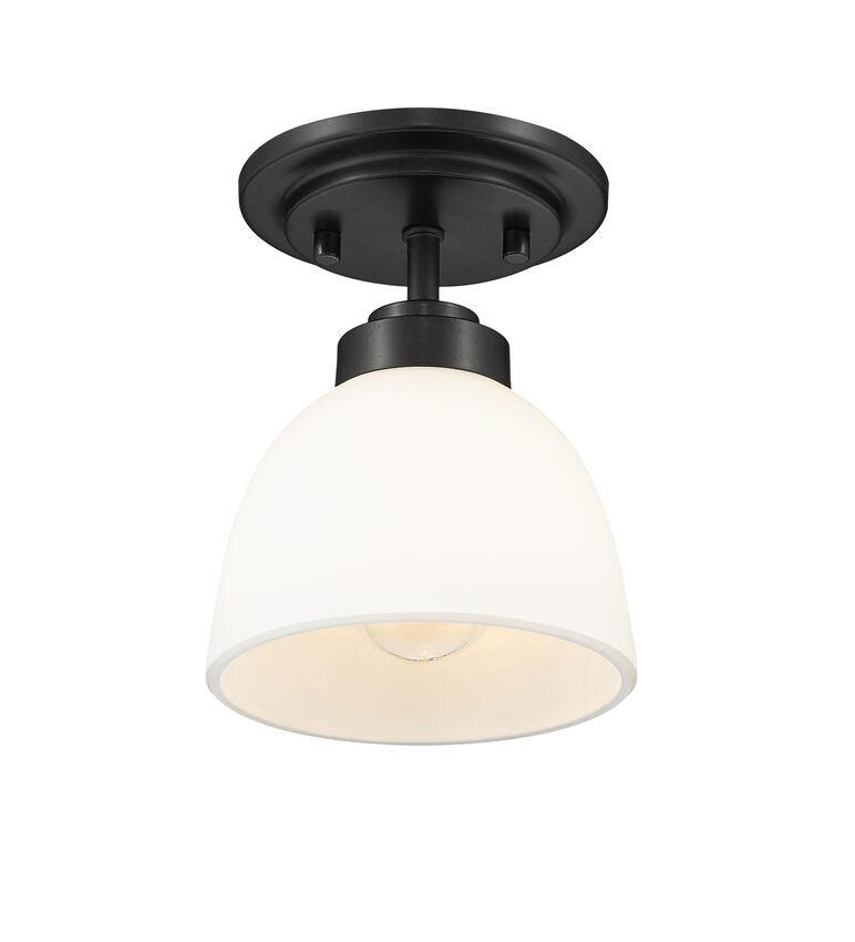 Z-Lite Ashton 6" 1-Light Matte Black Flush Mount Lighting With Matte Opal Glass Shade