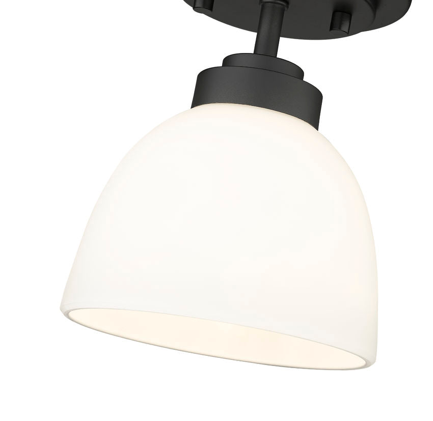 Z-Lite Ashton 6" 1-Light Matte Black Flush Mount Lighting With Matte Opal Glass Shade