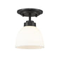 Z-Lite Ashton 6" 1-Light Matte Black Flush Mount Lighting With Matte Opal Glass Shade