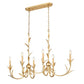 Z-Lite Aslin 20" 6-Light Gold Leaf Steel Frame White Fabric Shade Linear Chandelier