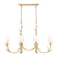 Z-Lite Aslin 20" 6-Light Gold Leaf Steel Frame White Fabric Shade Linear Chandelier