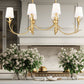 Z-Lite Aslin 20" 6-Light Gold Leaf Steel Frame White Fabric Shade Linear Chandelier