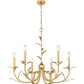 Z-Lite Aslin 31" 6-Light Gold Leaf Steel Frame White Fabric Shade Chandelier