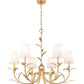 Z-Lite Aslin 31" 6-Light Gold Leaf Steel Frame White Fabric Shade Chandelier