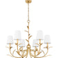 Z-Lite Aslin 31" 6-Light Gold Leaf Steel Frame White Fabric Shade Chandelier