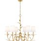 Z-Lite Aslin 31" 6-Light Gold Leaf Steel Frame White Fabric Shade Chandelier