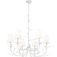 Z-Lite Aslin 31" 6-Light Textured White Steel Frame White Fabric Shade Chandelier