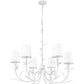 Z-Lite Aslin 31" 6-Light Textured White Steel Frame White Fabric Shade Chandelier