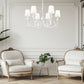 Z-Lite Aslin 31" 6-Light Textured White Steel Frame White Fabric Shade Chandelier