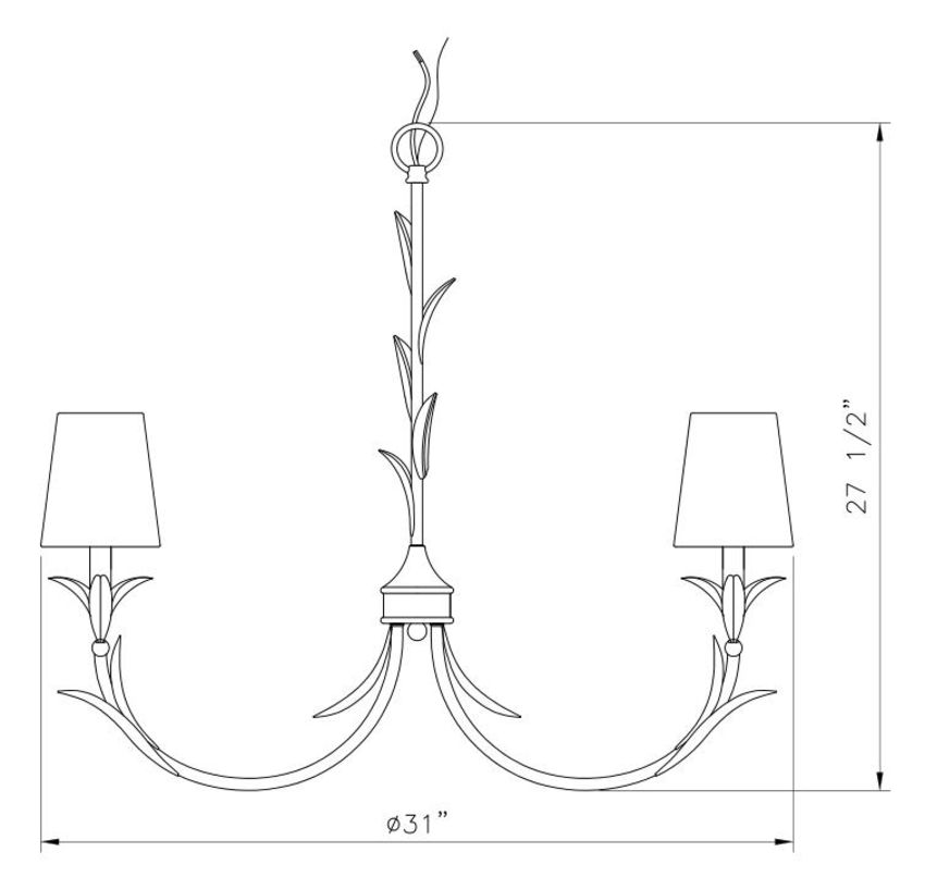 Z-Lite Aslin 31" 6-Light Textured White Steel Frame White Fabric Shade Chandelier