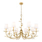 Z-Lite Aslin 42" 8-Light Gold Leaf Steel Frame White Fabric Shade Chandelier
