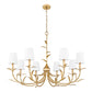 Z-Lite Aslin 42" 8-Light Gold Leaf Steel Frame White Fabric Shade Chandelier