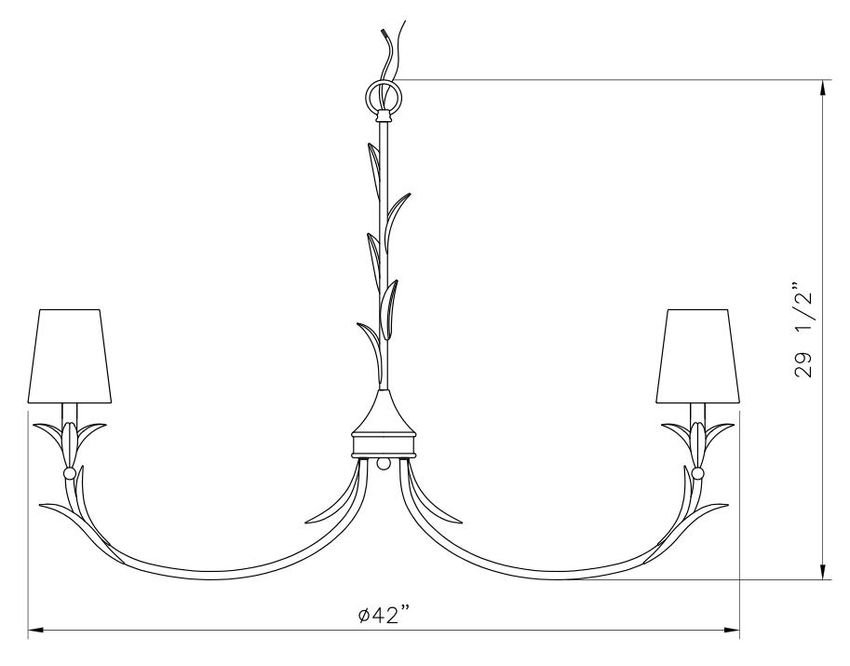 Z-Lite Aslin 42" 8-Light Gold Leaf Steel Frame White Fabric Shade Chandelier