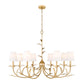 Z-Lite Aslin 42" 8-Light Gold Leaf Steel Frame White Fabric Shade Chandelier