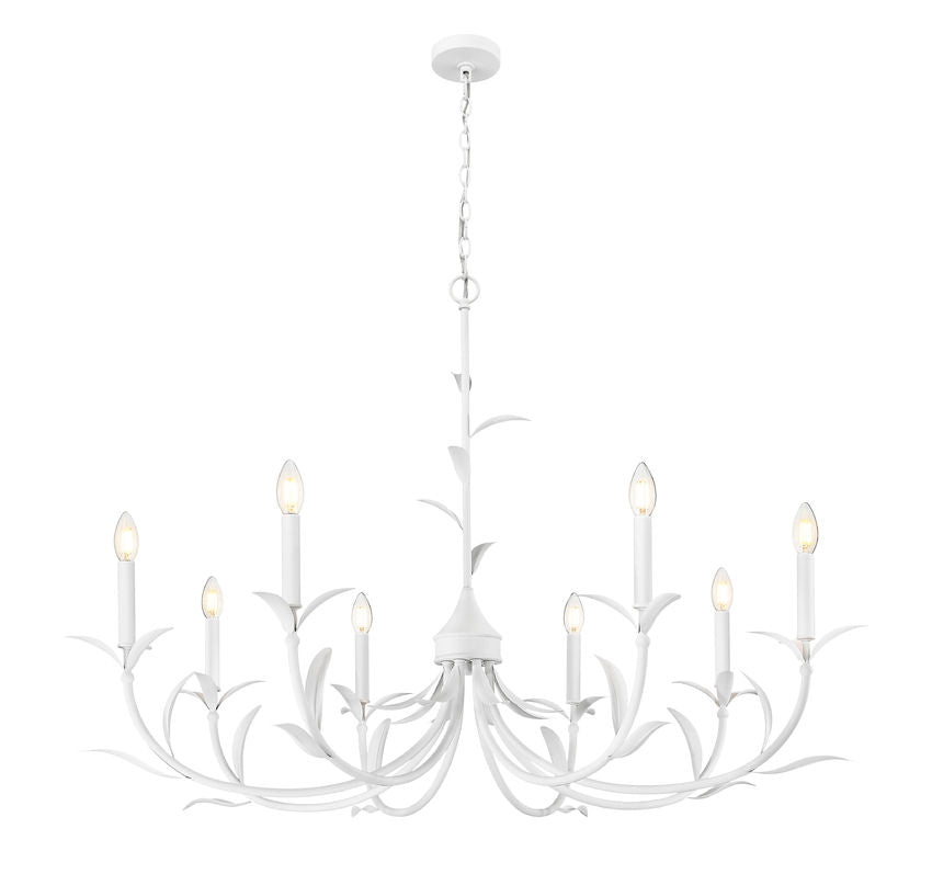 Z-Lite Aslin 42" 8-Light Textured White Steel Frame White Fabric Shade Chandelier