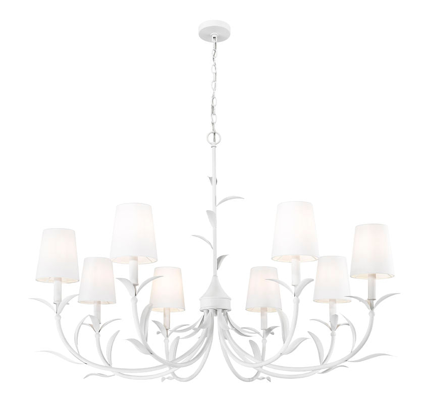 Z-Lite Aslin 42" 8-Light Textured White Steel Frame White Fabric Shade Chandelier