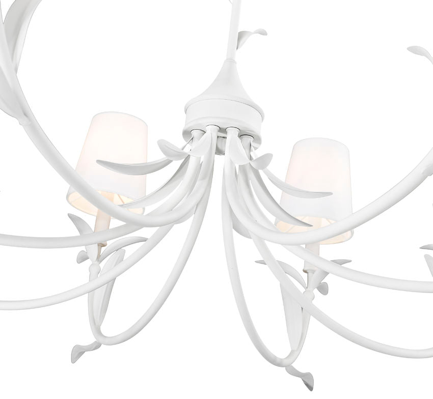 Z-Lite Aslin 42" 8-Light Textured White Steel Frame White Fabric Shade Chandelier