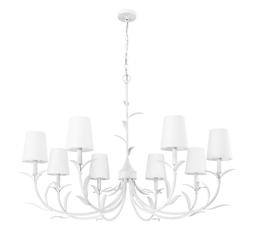 Z-Lite Aslin 42" 8-Light Textured White Steel Frame White Fabric Shade Chandelier