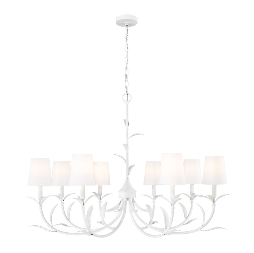 Z-Lite Aslin 42" 8-Light Textured White Steel Frame White Fabric Shade Chandelier