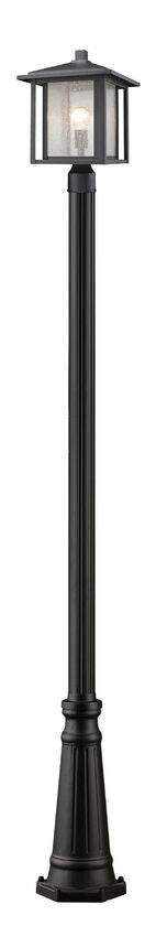Z-Lite Aspen 1-Light Medium Bulb Base Black Aluminum Frame Clear Seedy Glass Shade Outdoor Post Mounted Fixture