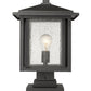 Z-Lite Aspen 11" 1-Light Black Outdoor Pier Mounted Fixture and Square Pier Mount Hardware With Clear Seedy Glass Shade