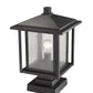 Z-Lite Aspen 11" 1-Light Black Outdoor Pier Mounted Fixture and Square Pier Mount Hardware With Clear Seedy Glass Shade