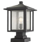 Z-Lite Aspen 11" 1-Light Black Outdoor Pier Mounted Fixture and Square Pier Mount Hardware With Clear Seedy Glass Shade