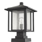 Z-Lite Aspen 11" 1-Light Black Outdoor Pier Mounted Fixture and Square Pier Mount Hardware With Clear Seedy Glass Shade