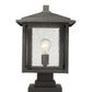 Z-Lite Aspen 11" 1-Light Oil Rubbed Bronze Outdoor Pier Mounted Fixture and Square Pier Mount Hardware With Clear Seedy Glass Shade