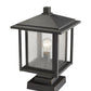 Z-Lite Aspen 11" 1-Light Oil Rubbed Bronze Outdoor Pier Mounted Fixture and Square Pier Mount Hardware With Clear Seedy Glass Shade