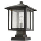 Z-Lite Aspen 11" 1-Light Oil Rubbed Bronze Outdoor Pier Mounted Fixture and Square Pier Mount Hardware With Clear Seedy Glass Shade