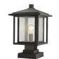 Z-Lite Aspen 11" 1-Light Oil Rubbed Bronze Outdoor Pier Mounted Fixture and Square Pier Mount Hardware With Clear Seedy Glass Shade