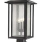 Z-Lite Aspen 11" W x 24" H 3-Light Black Outdoor Pier Mounted Fixture and Square Pier Mount Hardware With Clear Seedy Glass Shade