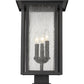 Z-Lite Aspen 11" W x 24" H 3-Light Black Outdoor Pier Mounted Fixture and Square Pier Mount Hardware With Clear Seedy Glass Shade