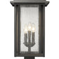 Z-Lite Aspen 11" W x 24" H 3-Light Oil Rubbed Bronze Outdoor Pier Mounted Fixture and Square Pier Mount Hardware With Clear Seedy Glass Shade