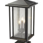 Z-Lite Aspen 11" W x 24" H 3-Light Oil Rubbed Bronze Outdoor Pier Mounted Fixture and Square Pier Mount Hardware With Clear Seedy Glass Shade