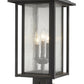 Z-Lite Aspen 11" W x 24" H 3-Light Oil Rubbed Bronze Outdoor Pier Mounted Fixture and Square Pier Mount Hardware With Clear Seedy Glass Shade