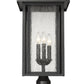 Z-Lite Aspen 11" W x 25" H 3-Light Black Outdoor Pier Mounted Fixture and Square Pier Mount Hardware With Clear Seedy Glass Shade